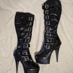 Pleaser 7" Tall Boots with Buckles